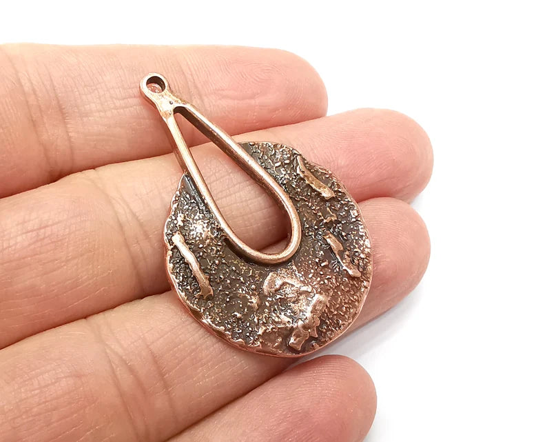 Copper Organic Charms, Antique Copper Plated Dangle Charms (45x30mm) G33234