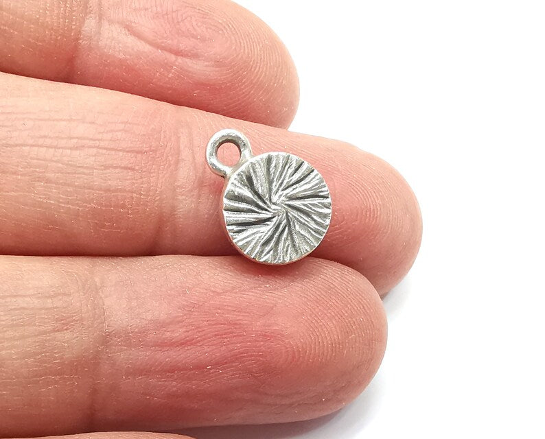 5 Round Pendant Blanks, Resin Bezel Bases, Mosaic Mountings, Dry flower Frame, Polymer Clay base, Antique Silver Plated (8mm) G33301
