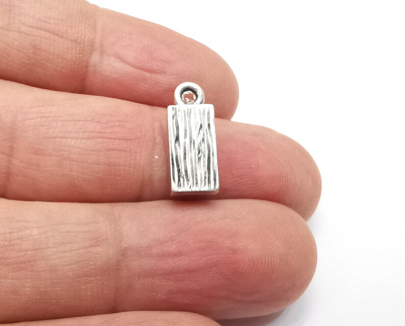 5 Pcs Rectangle Pendant Blanks, Resin Bezel Bases, Mosaic Mountings, Dry flower Frame, Polymer Clay base, Antique Silver Plated (10x4mm) G34465