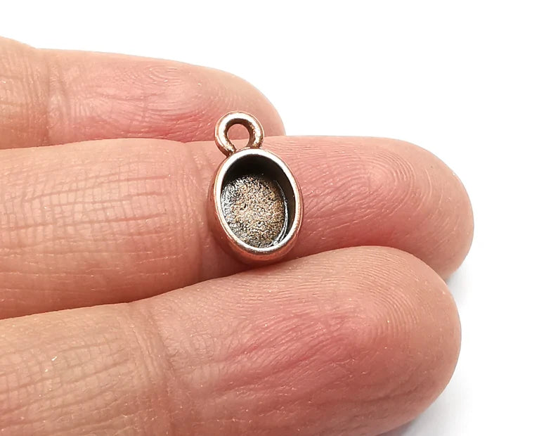 5 Oval Pendant Blanks, Resin Bezel Bases, Mosaic Mountings, Dry flower Frame, Polymer Clay base, Antique Copper Plated (8x6mm) G33237