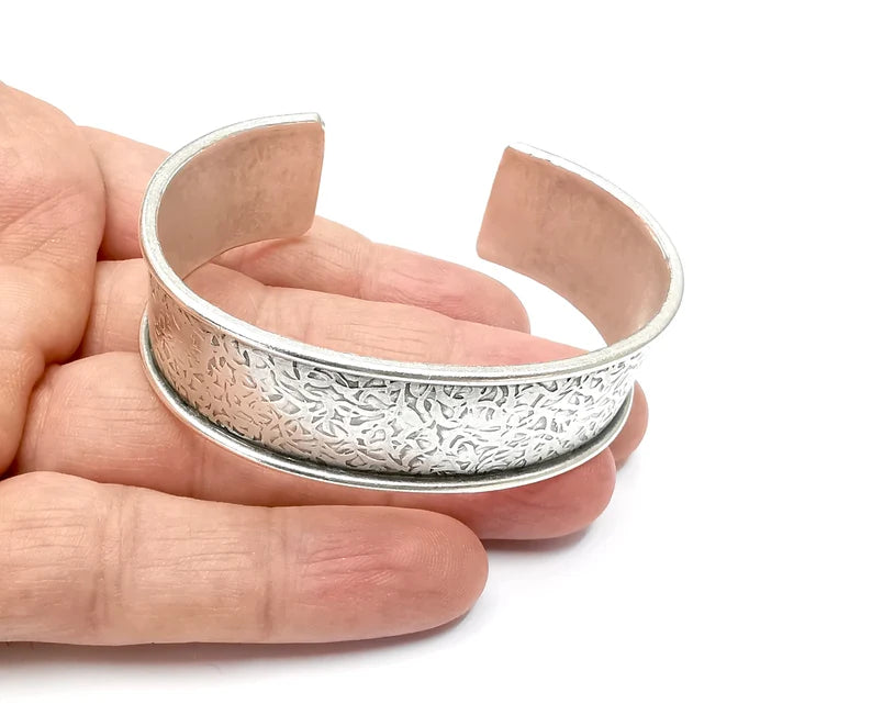 Bracelet Branch Textured Blanks Cuff Blanks Adjustable Bracelet Blank Antique Silver Plated Brass (16mm ) G33307