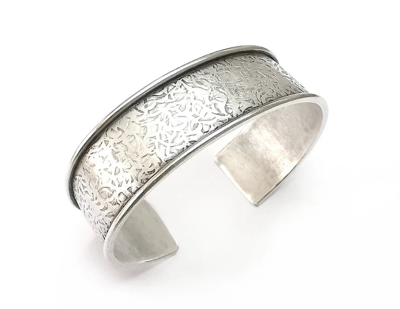 Bracelet Branch Textured Blanks Cuff Blanks Adjustable Bracelet Blank Antique Silver Plated Brass (16mm ) G33307