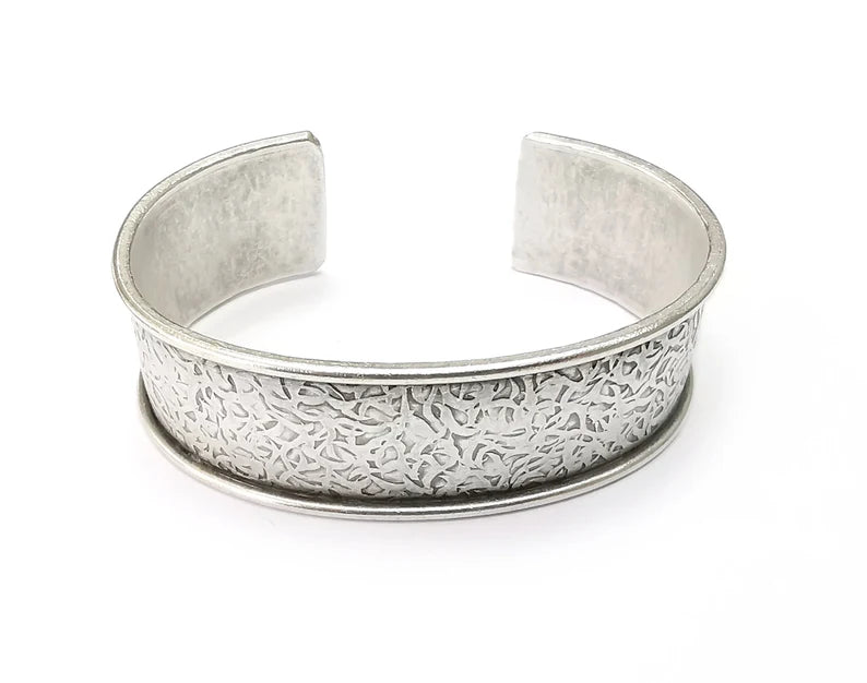 Bracelet Branch Textured Blanks Cuff Blanks Adjustable Bracelet Blank Antique Silver Plated Brass (16mm ) G33307