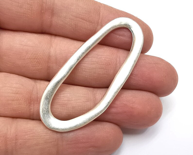 Oval Charms Antique Silver Plated Findings (56x24mm) G33315