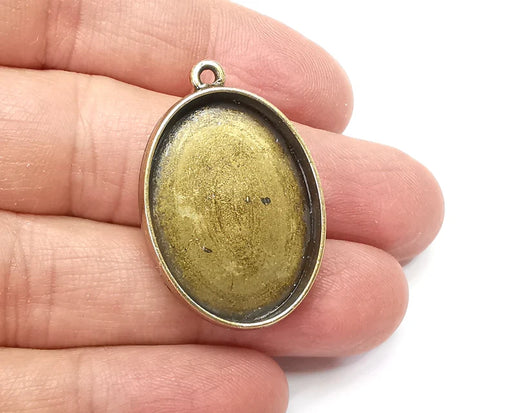 2 Oval Pendant Blanks, Resin Bezel Bases, Mosaic Mountings, Polymer Clay base, Antique Bronze Plated (30x22mm) G33253