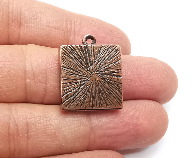 2 Square Pendant Blanks, Resin Bezel Bases, Mosaic Mountings, Dry flower Frame, Polymer Clay base, Antique Copper Plated (18mm) G33255