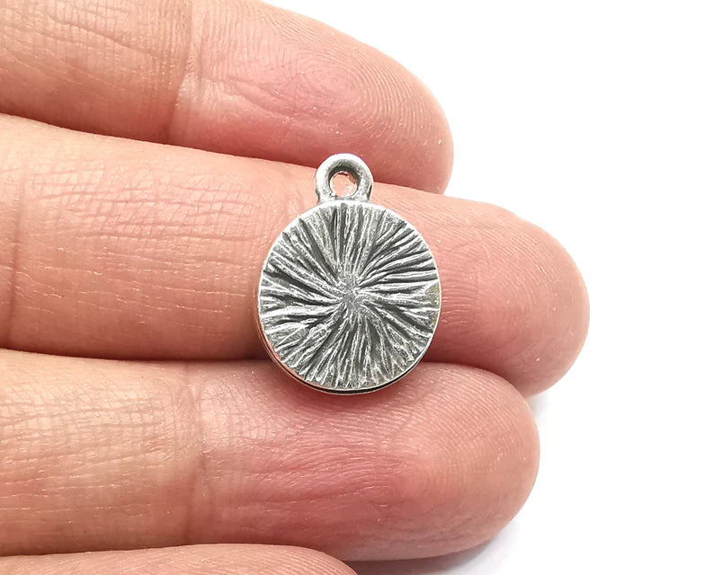 5 Round Pendant Blanks, Resin Bezel Bases, Mosaic Mountings, Polymer Clay base, Antique Silver Plated (12mm) G33257