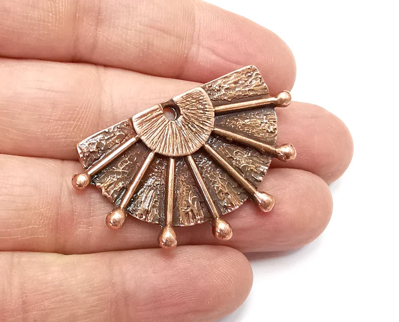 Ethnic Semi Circle Charms, Antique Copper Plated Charms (45x28mm) G33321