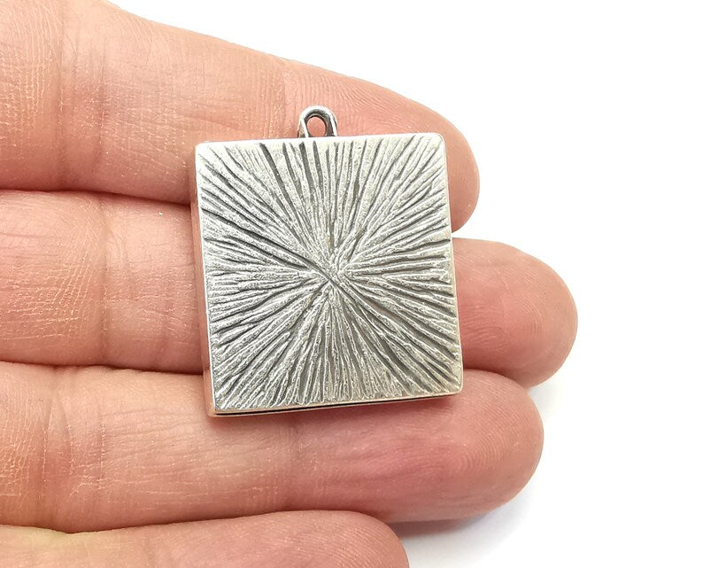 Square Pendant Blanks, Resin Bezel Bases, Mosaic Mountings, Dry flower Frame, Polymer Clay base, Antique Silver Plated (25mm) G33323