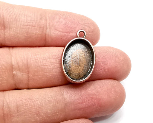 2 Oval Pendant Blanks, Resin Bezel Bases, Mosaic Mountings, Polymer Clay base, Antique Copper Plated (18x13mm) G33260
