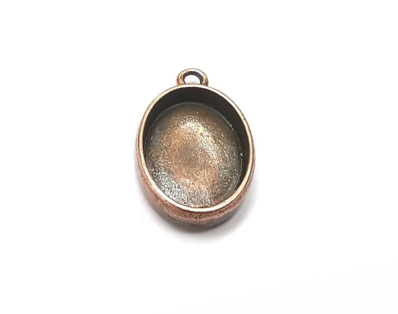 2 Oval Pendant Blanks, Resin Bezel Bases, Mosaic Mountings, Polymer Clay base, Antique Copper Plated (18x13mm) G33260
