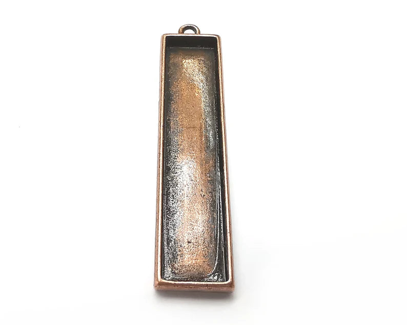 Rectangle Pendant Blanks, Resin Bezel Bases, Mosaic Mountings, Dry flower Frame, Polymer Clay base, Antique Copper Plated (50x10mm) G33262