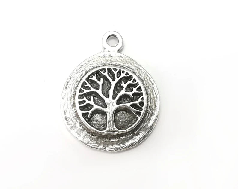 Tree Charms Antique Silver Plated Charms (31x24mm) G33328