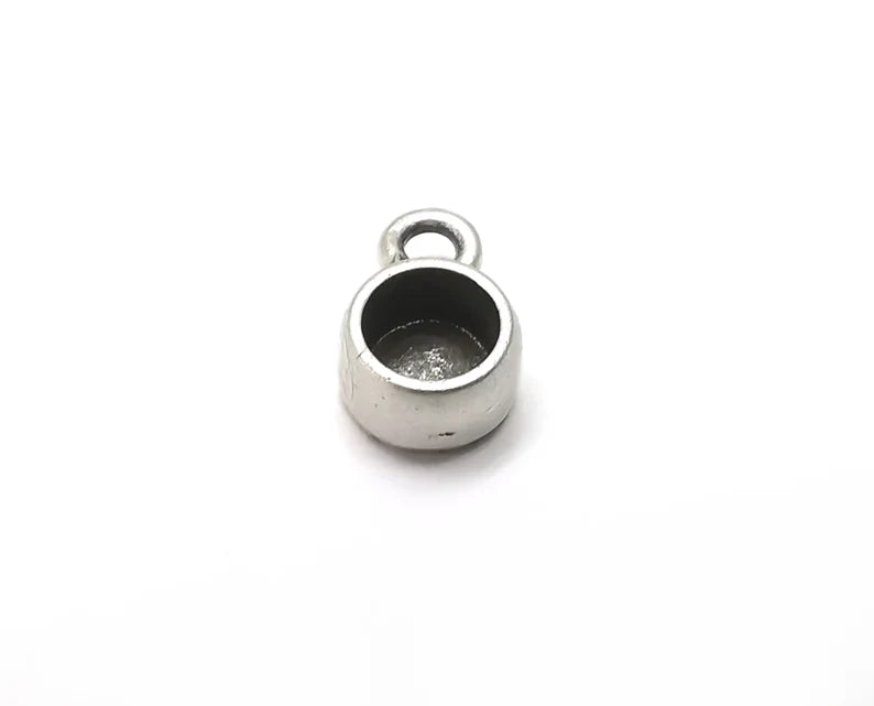 5 Round Pendant Blanks, Resin Bezel Bases, Mosaic Mountings, Polymer Clay base, Antique Silver Plated (5mm) G33264