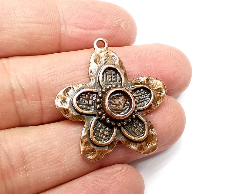 Flower Pendant Blanks, Resin Bezel Bases, Mosaic Mountings, Dry flower Frame, Polymer Clay base, Antique Copper Plated (6mm) G33271
