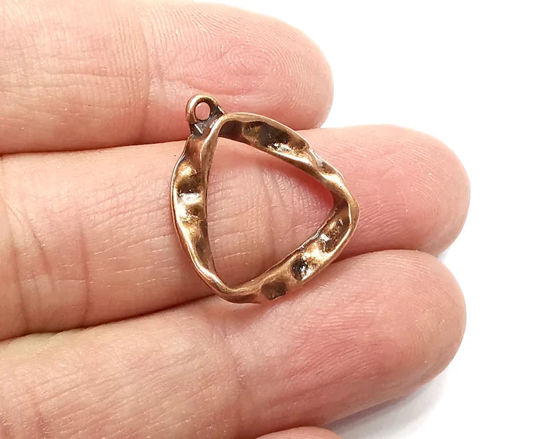 4 Triangle Hammered Organic Charms Antique Copper Plated Charms (23x20mm) G33272
