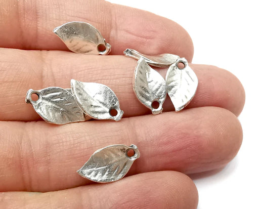 10 Leaf Small Charms Antique Silver Plated Charms (15x8mm) G33336