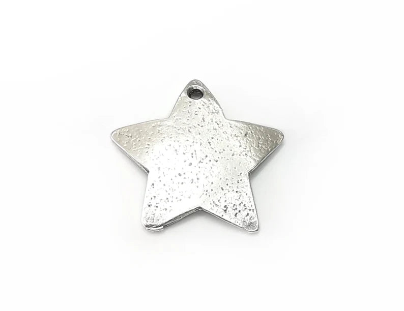 2 Star Charms Antique Silver Plated Charms (26x24mm) G33338