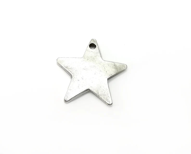 5 Star Charms Antique Silver Plated Charms (23x22mm) G33343