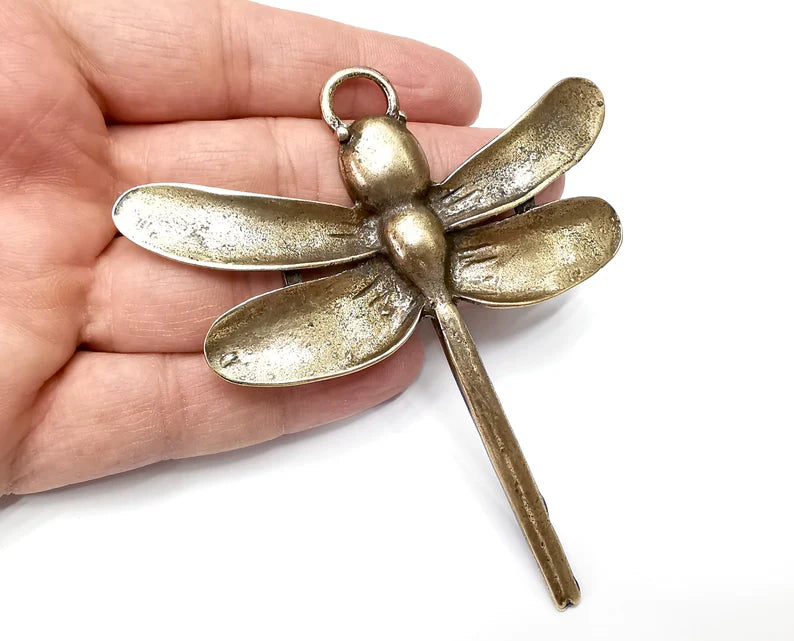 Dragonfly Pendant, Antique Bronze Plated Pendant (99x92mm) G33280