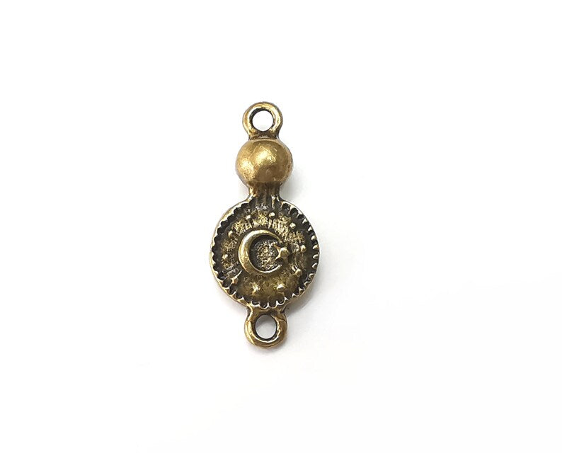2 Crescent Star Charms Connector (Double Sided) Antique Bronze Plated Charms (28x12mm) G33369