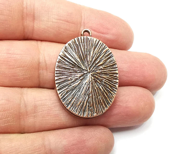 Flower Oval Pendant Blanks, Resin Bezel Bases, Mosaic Mountings, Dry flower Frame, Polymer Clay base, Antique Copper Plated (25x18mm) G33288