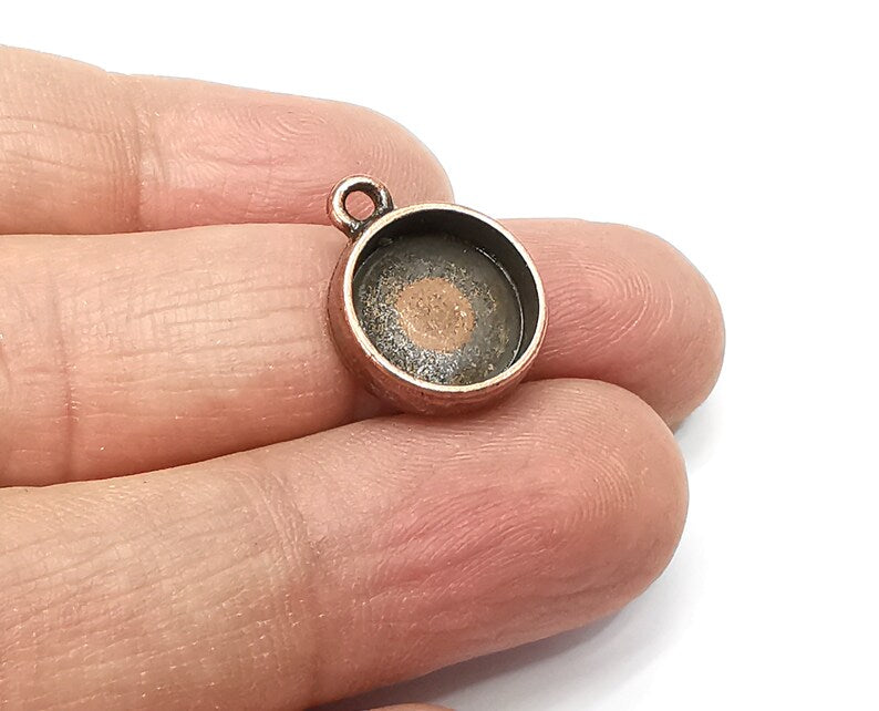 5 Round Pendant Blanks, Resin Bezel Bases, Mosaic Mountings, Polymer Clay base, Antique Copper Plated (12mm) G33292