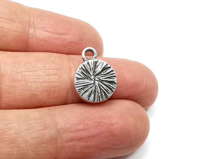 5 Round Pendant Blanks, Resin Bezel Base, Mosaic Mountings, Antique Silver Plated (10mm Blank Size) G33295