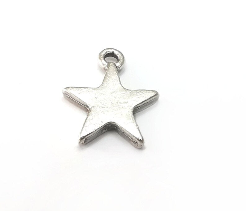 5 Star Charms Antique Silver Plated Charms (15x13mm) G29647