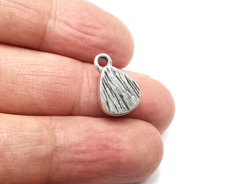 5 Drop Pendant Blanks, Resin Bezel Bases, Mosaic Mountings, Dry flower Frame, Polymer Clay base, Antique Silver Plated (10x8mm) G33395