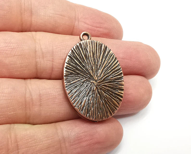 2 Oval Pendant Blanks, Resin Bezel Bases, Mosaic Mountings, Polymer Clay base, Antique Copper Plated (30x22mm) G33396