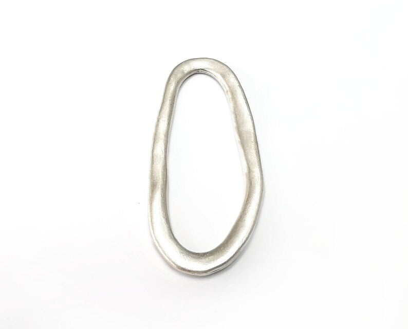 Oval Charms Antique Silver Plated Findings (56x24mm) G33315