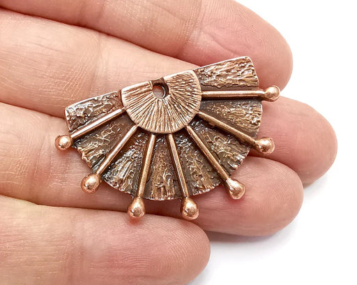 Ethnic Semi Circle Charms, Antique Copper Plated Charms (45x28mm) G33321