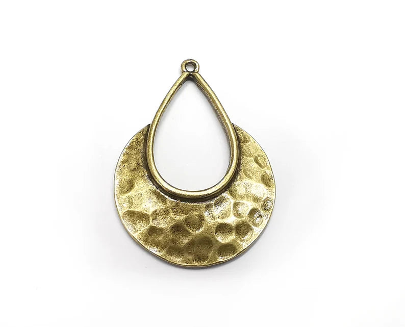 Ethnic Drop Charms, Antique Bronze Plated (44x31mm) G33403