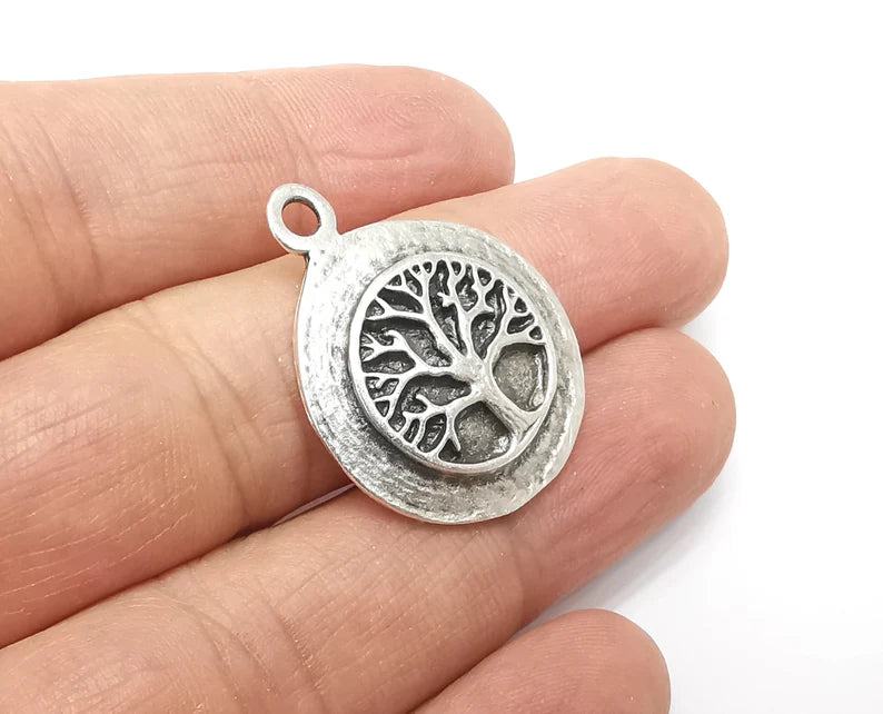 Tree Charms Antique Silver Plated Charms (31x24mm) G33328