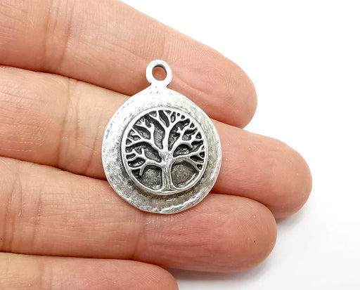 Tree Charms Antique Silver Plated Charms (31x24mm) G33328