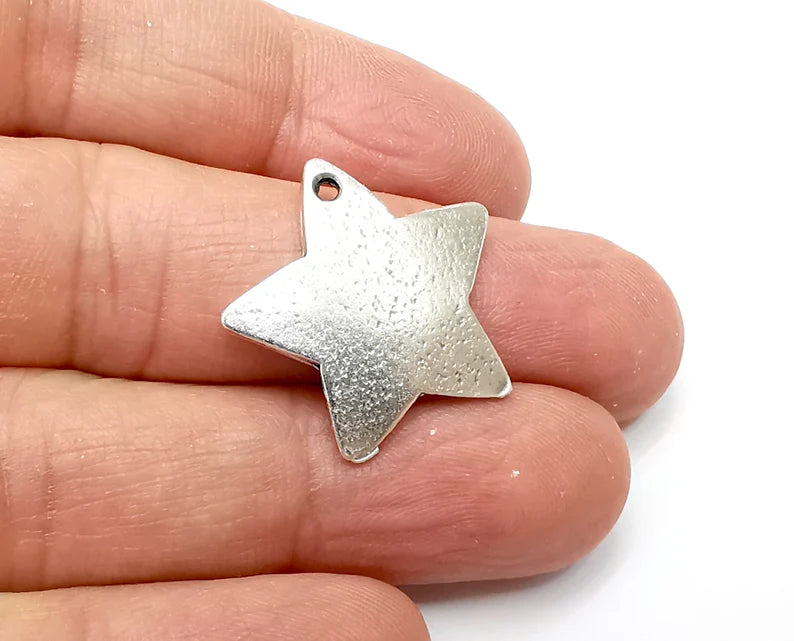 2 Star Charms Antique Silver Plated Charms (26x24mm) G33338