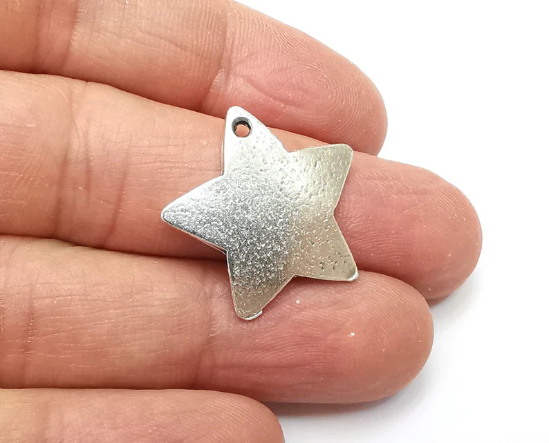2 Star Charms Antique Silver Plated Charms (26x24mm) G33338