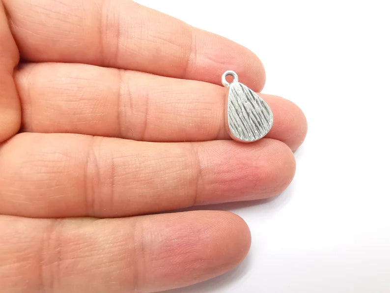 5 Drop Pendant Blanks, Resin Bezel Bases, Mosaic Mountings, Dry flower Frame, Polymer Clay base, Antique Silver Plated (14x10mm) G33348