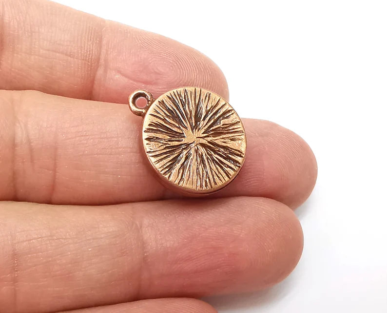 5 Round Pendant Blanks, Resin Bezel Bases, Mosaic Mountings, Dry flower Frame, Polymer Clay base, Antique Copper Plated (14mm) G33364