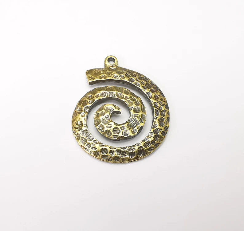 Swirl Charms, Hammered Antique Bronze Plated (38x32mm) G33438
