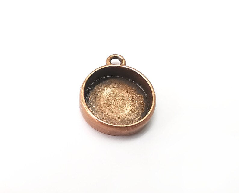 4 Round Pendant Blanks, Resin Bezel Bases, Mosaic Mountings, Dry flower Frame, Polymer Clay base, Antique Copper Plated (16mm) G33377