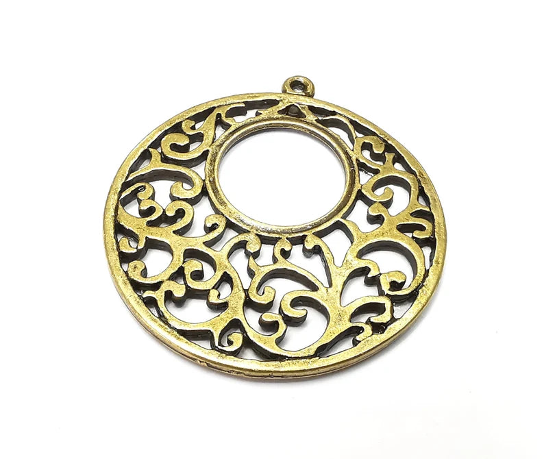 Branch Filigree Charms, Antique Bronze Plated Dangle Charms (43x39mm) G33384