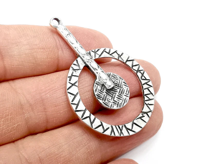 Ethnic Charms, Antique Silver Plated Dangle Charms (48x32mm) G33451