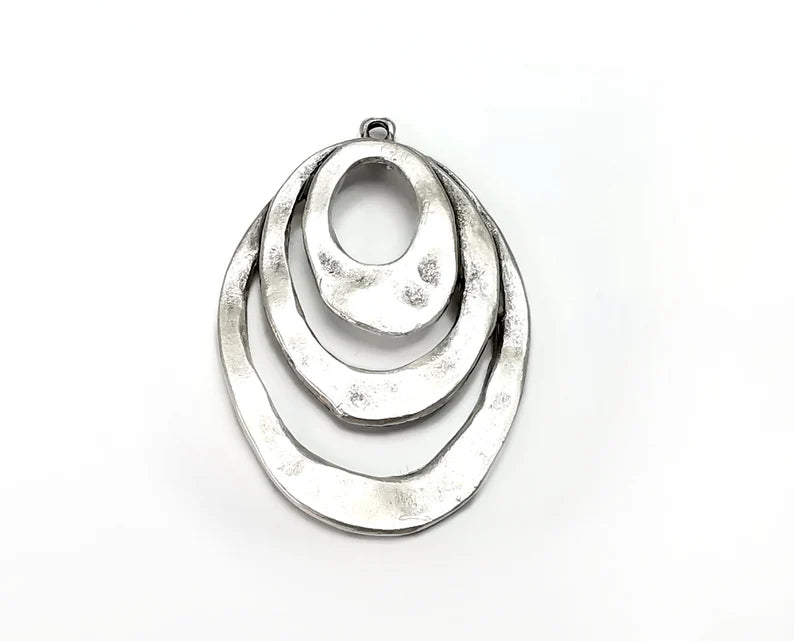 Ethnic Charms, Antique Silver Plated Dangle Charms (47x31mm) G33453