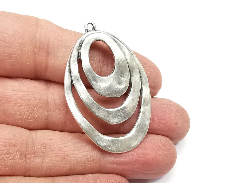 Ethnic Charms, Antique Silver Plated Dangle Charms (47x31mm) G33453