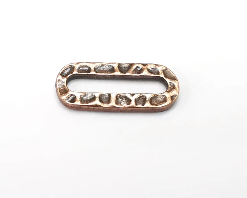 5 Hammered Oval Connector Charms Antique Copper Plated Charms (18x8mm) G33461