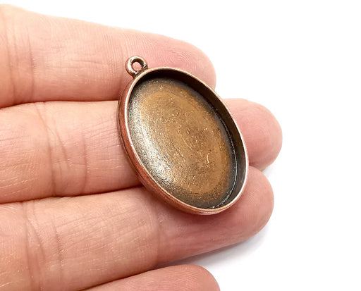 2 Oval Pendant Blanks, Resin Bezel Bases, Mosaic Mountings, Polymer Clay base, Antique Copper Plated (30x22mm) G33396