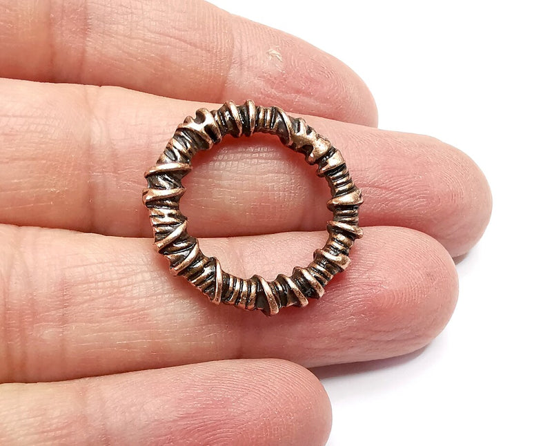 2 Copper Circle Connector Charms Antique Copper Plated Hoop Circle (27mm) G33467
