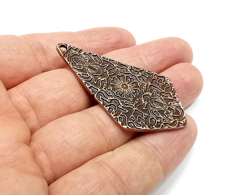 Flower Patterned Charms Antique Copper Plated Charms (56x31mm) G33470